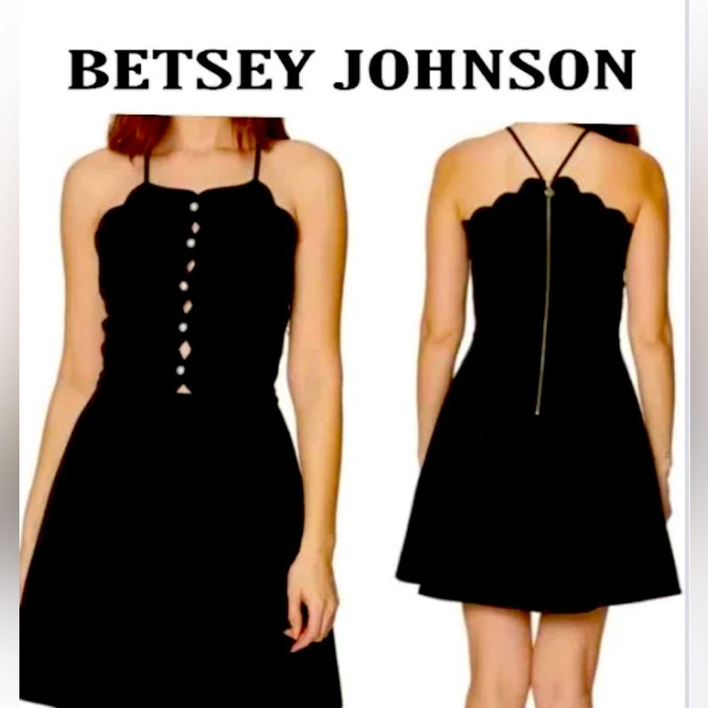 Betsey Johnson Black Sleeveless Halter A-line Dress